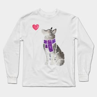 Watercolour Siberian Husky Long Sleeve T-Shirt